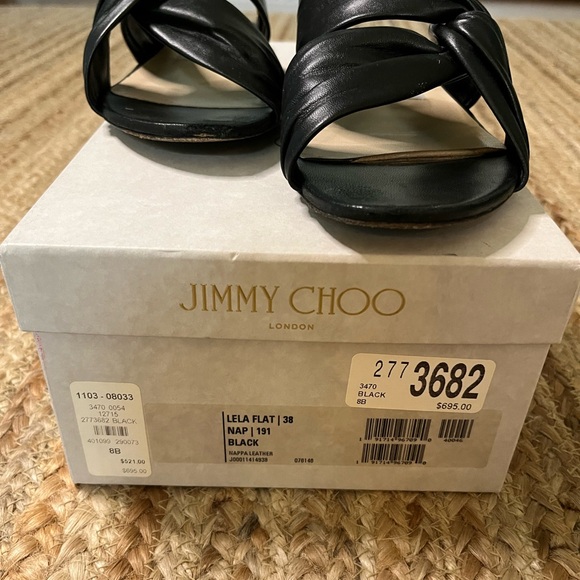 Jimmy Choo Lela Flat Black Sandals, size 38 - Picture 2 of 6